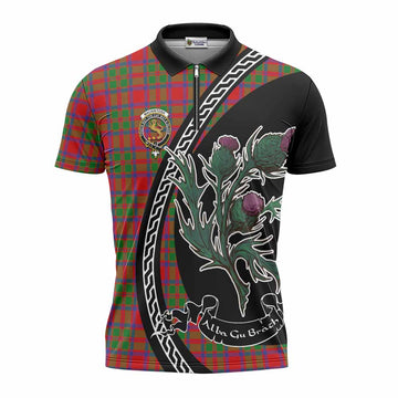 MacKintosh (McKintosh) Family Crest Tartan Zipper Polo Shirt Alba Thistle Inspired