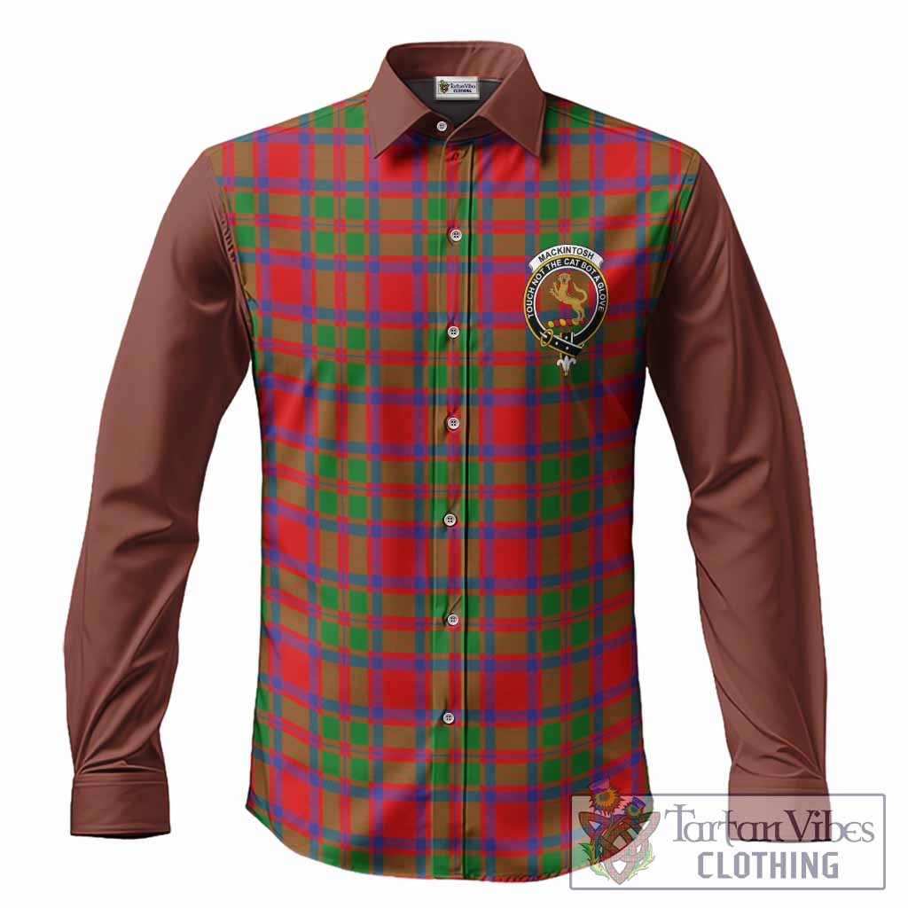 MacKintosh (McKintosh) Tartan Accent Long Sleeve Button Shirts with Family Crest