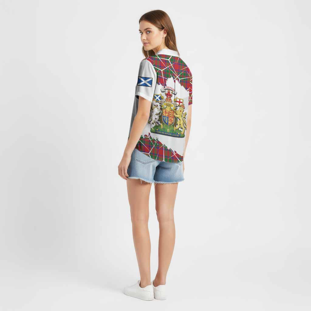 MacKintosh (McKintosh) Tartan Cotton Hawaiian Shirt with Family Crest and Lion Rampant Grunge Style