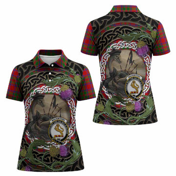 MacKintosh (McKintosh) Tartan Crest Bagpipe Nessie Women Polo Shirt Scottish Loch Ness Monster Celtic Thistle