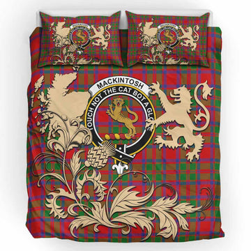 MacKintosh (McKintosh) Tartan Crest Bedding Set with Scottish Iconic Symbols 
