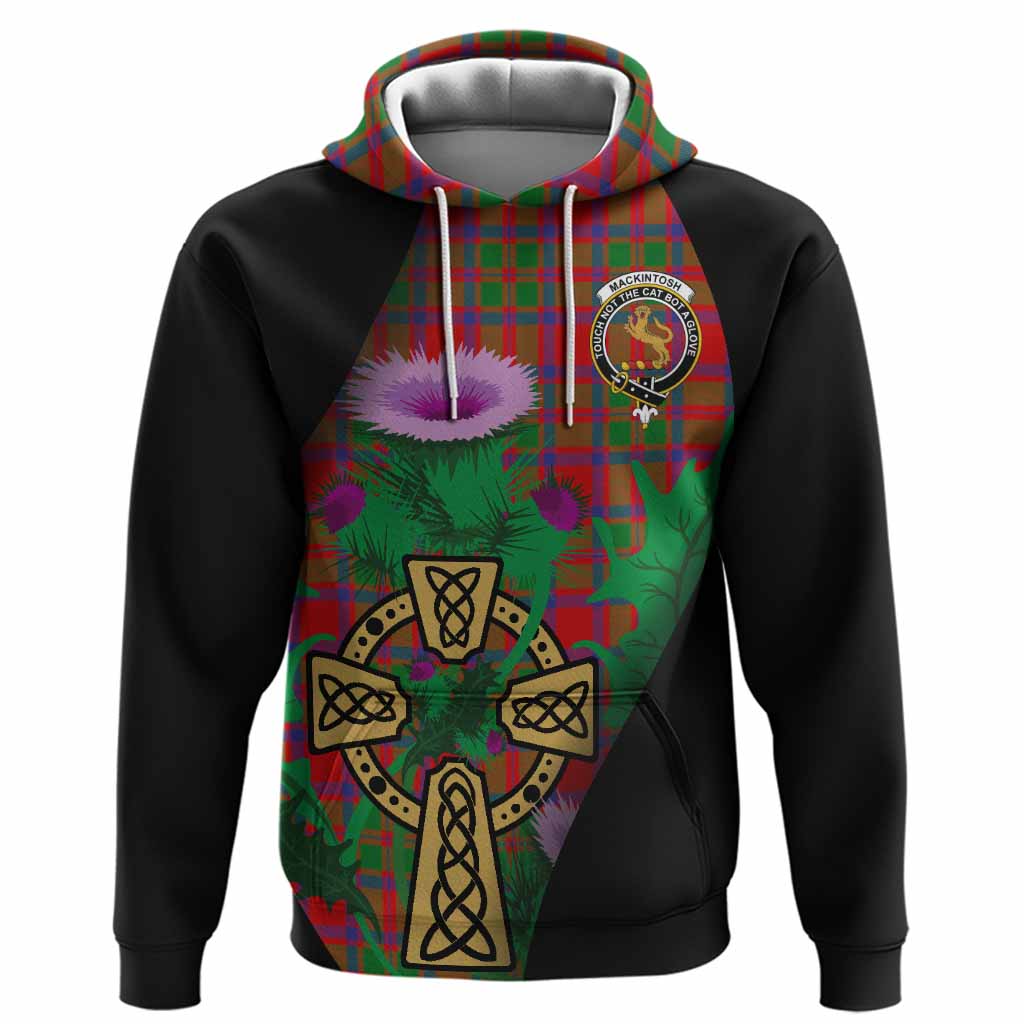 MacKintosh (McKintosh) Tartan Crest Hoodie Celtic Cross Thistle Flowers