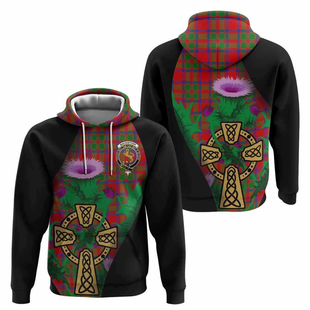 MacKintosh (McKintosh) Tartan Crest Hoodie Celtic Cross Thistle Flowers