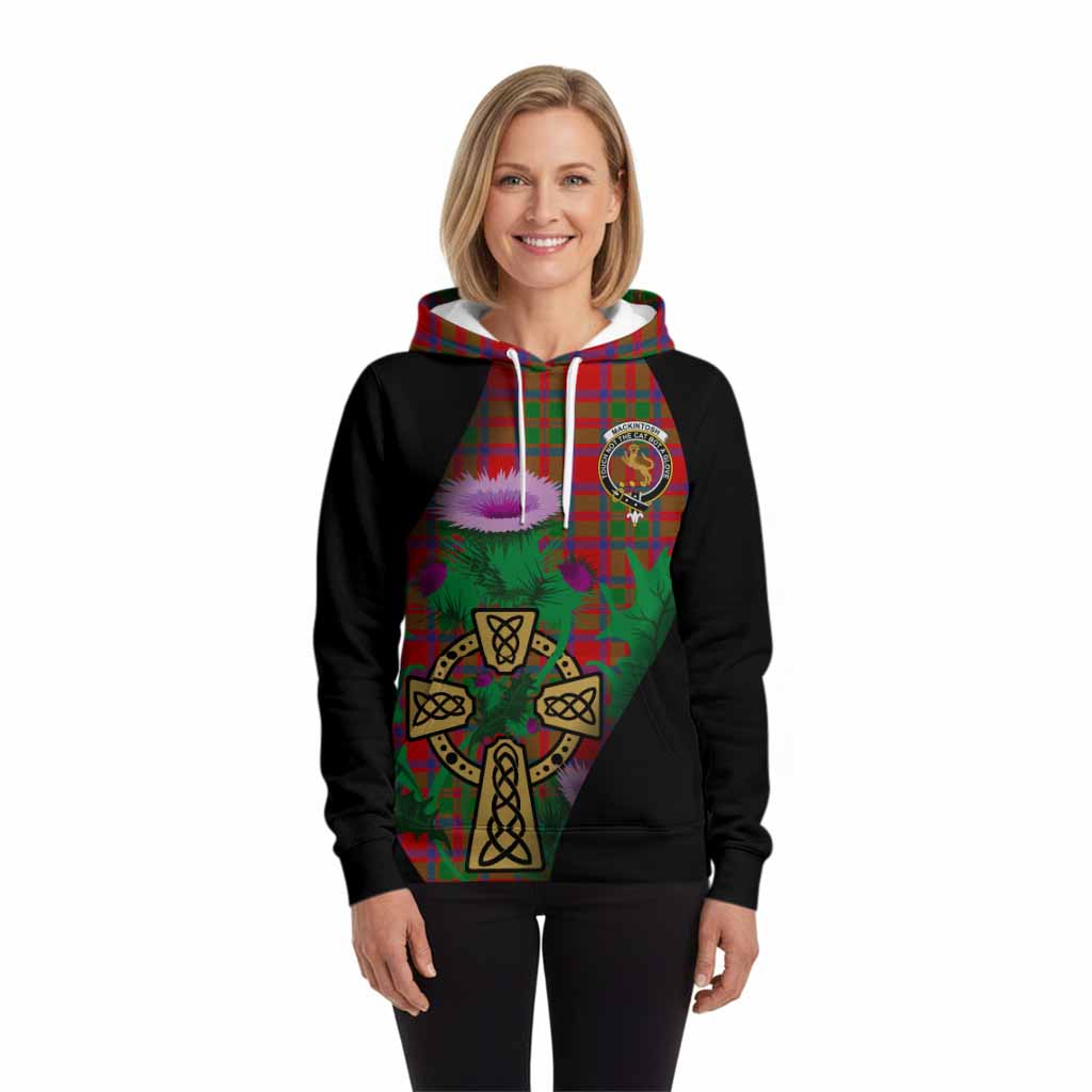 MacKintosh (McKintosh) Tartan Crest Hoodie Celtic Cross Thistle Flowers