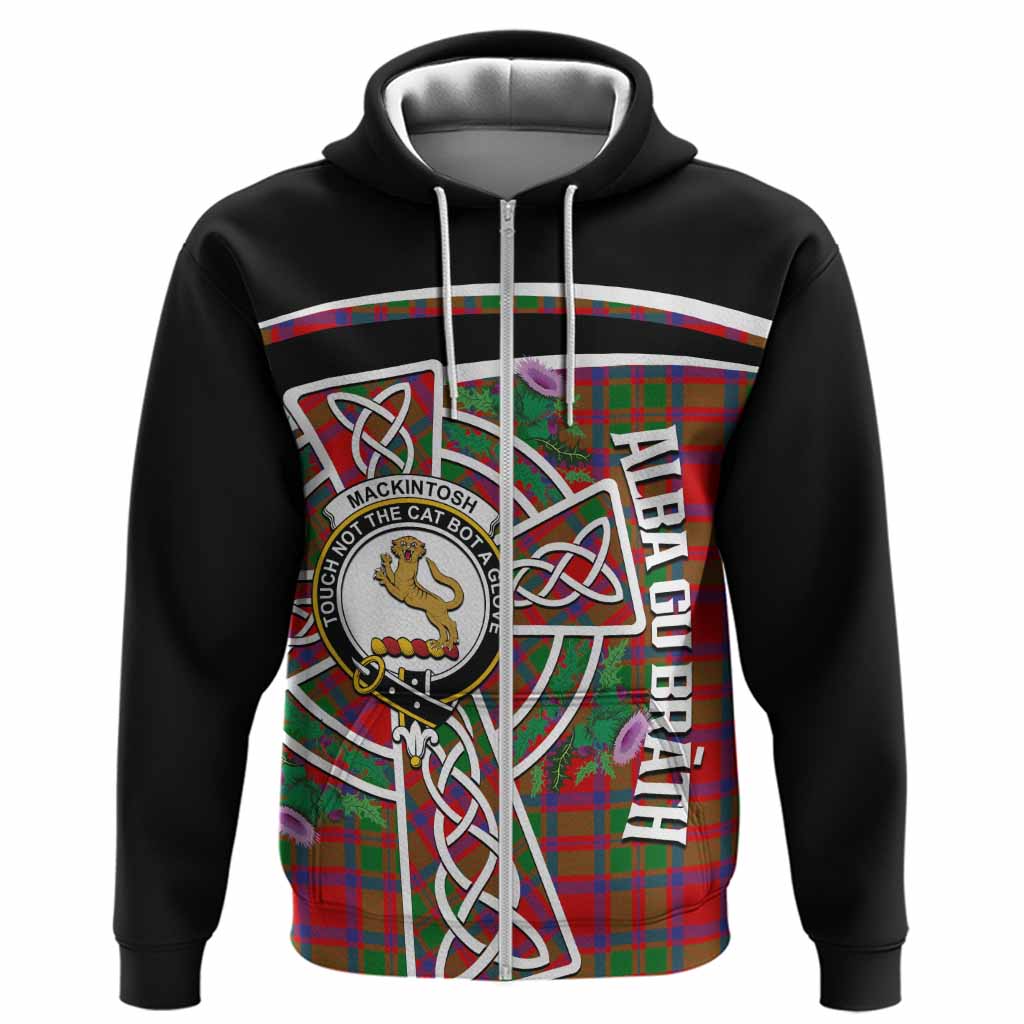 MacKintosh (McKintosh) Tartan Crest Hoodie Scottish Thistle Celtic Cross Alba Gu Brath