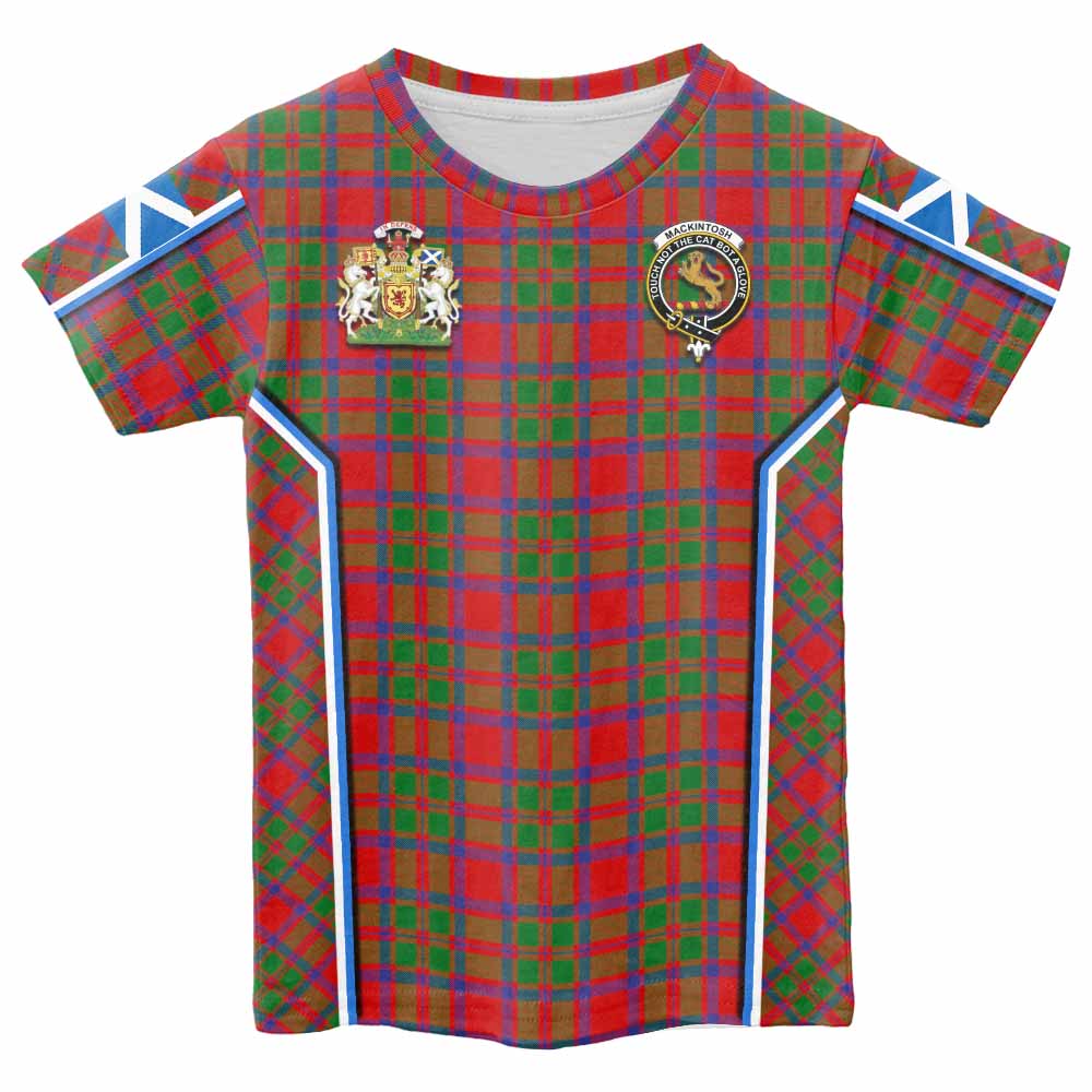 MacKintosh (McKintosh) Tartan Crest Kid T-shirt Scotland Coat of Arm Flag Style - Tartan Vibes Clothing