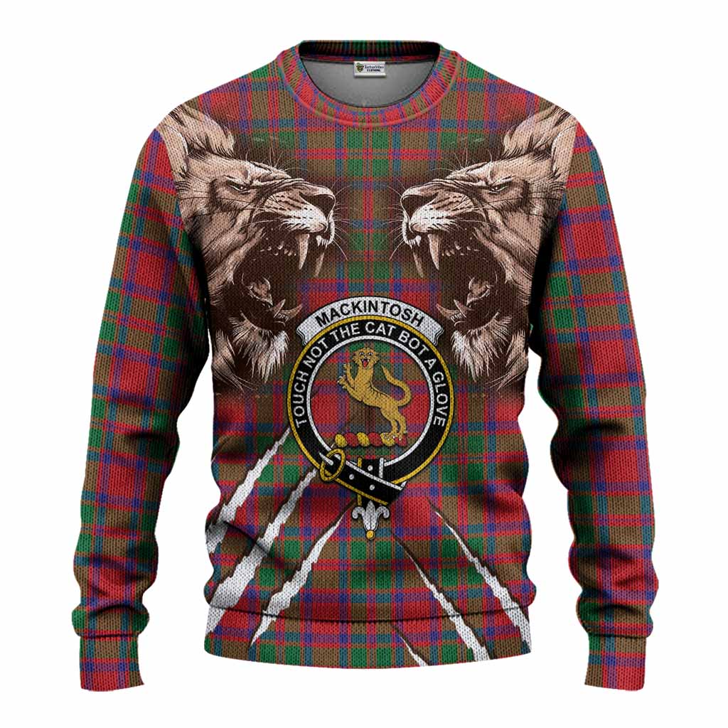 MacKintosh (McKintosh) Tartan Crest Knitted Sweater Ferocious Lion Style