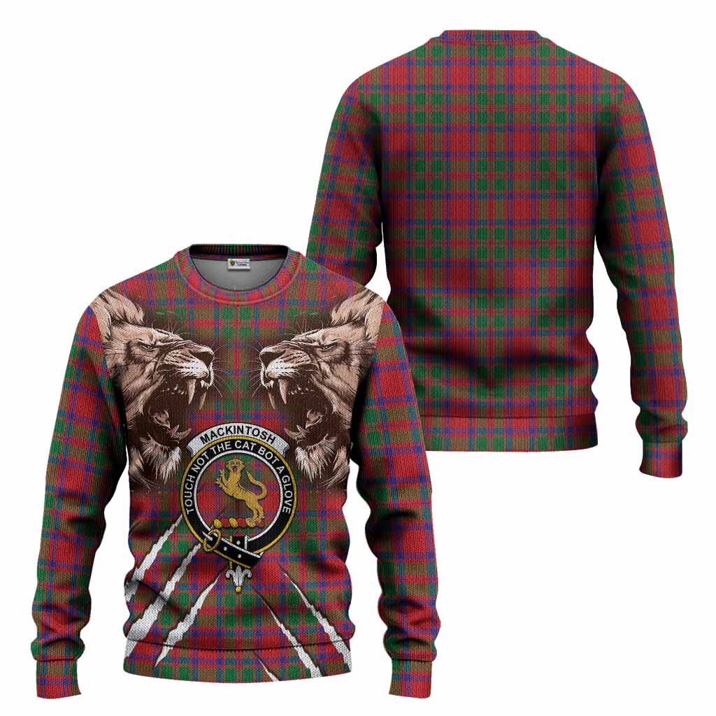 MacKintosh (McKintosh) Tartan Crest Knitted Sweater Ferocious Lion Style