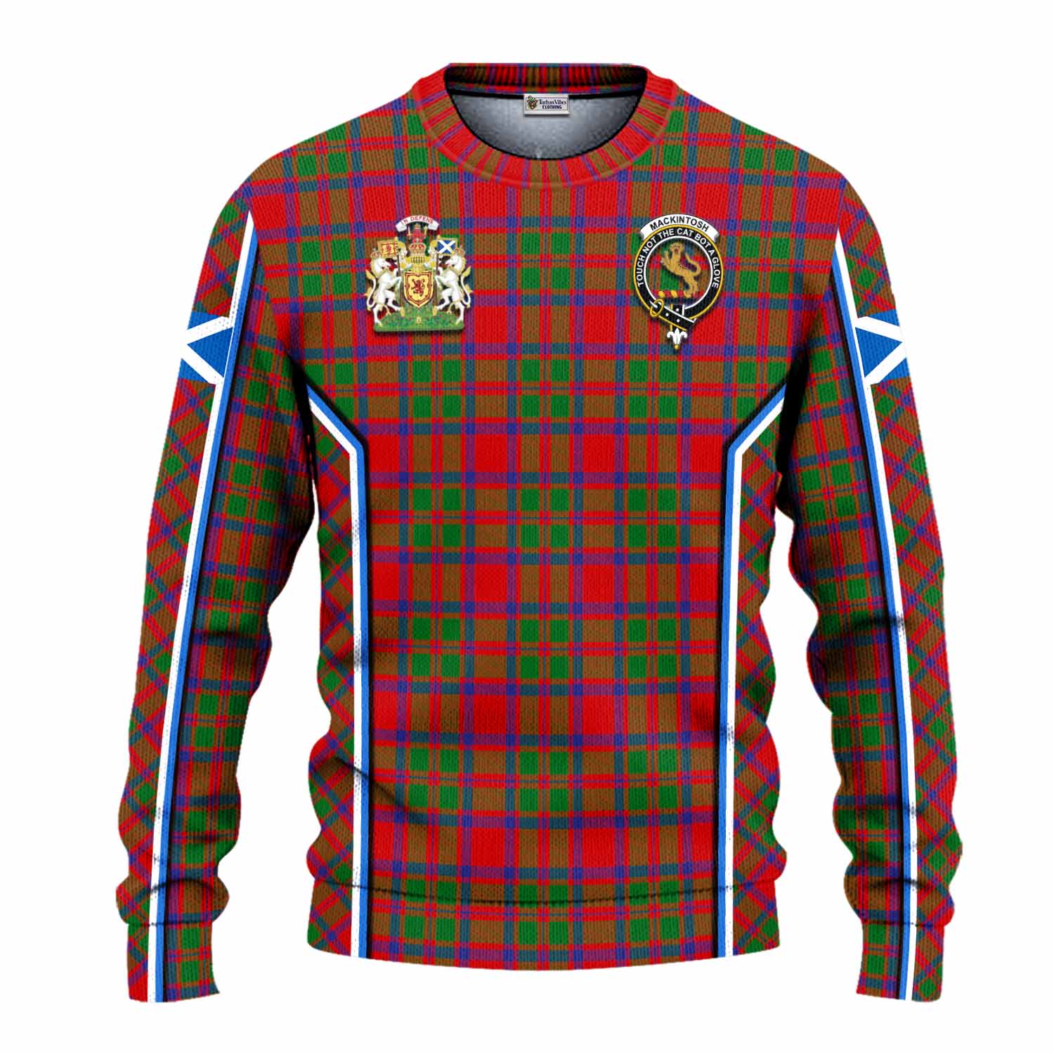 MacKintosh (McKintosh) Tartan Crest Knitted Sweater Scotland Coat of Arm Flag Style - Tartan Vibes Clothing