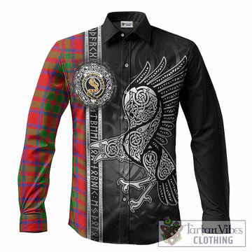 MacKintosh (McKintosh) Tartan Crest Long Sleeve Button Shirts Norse Mythology Viking Odin Crow Tattoo