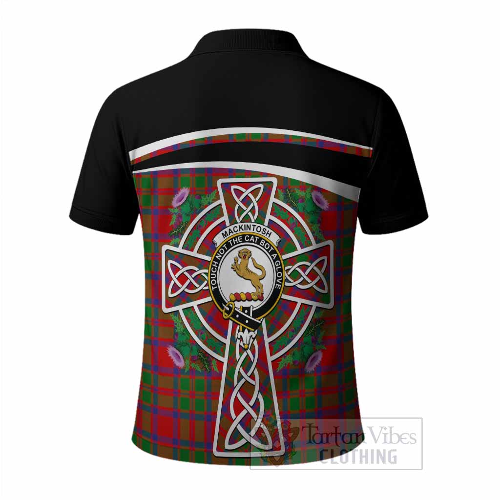 MacKintosh (McKintosh) Tartan Crest Polo Shirt Scottish Thistle Celtic Cross Alba Gu Brath