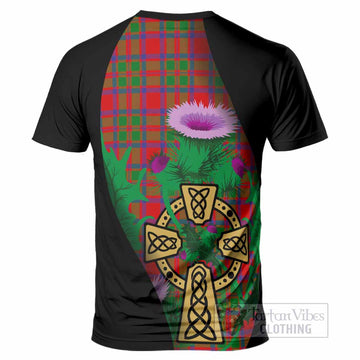 MacKintosh (McKintosh) Tartan Crest T-Shirt Celtic Cross Thistle Flowers