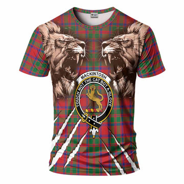 MacKintosh (McKintosh) Tartan Crest T-Shirt Ferocious Lion Style