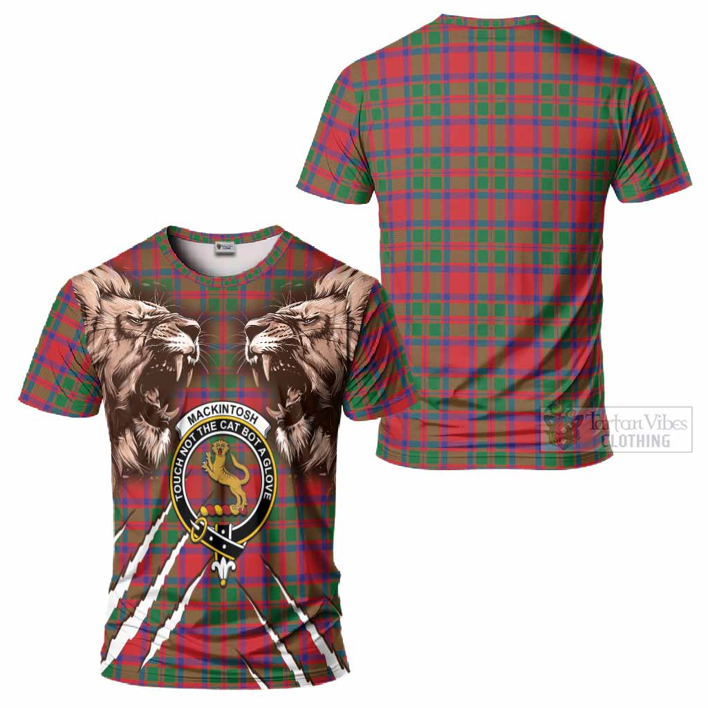 MacKintosh (McKintosh) Tartan Crest T-Shirt Ferocious Lion Style