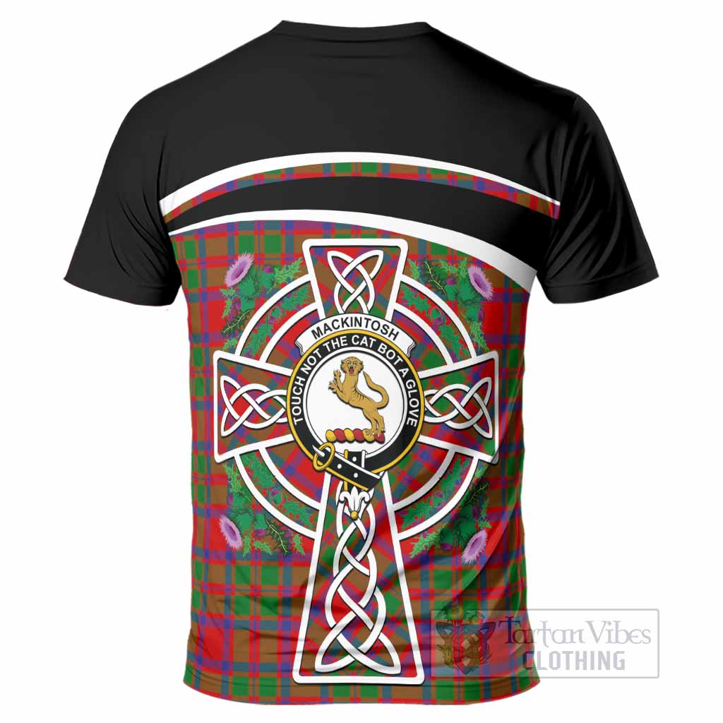 MacKintosh (McKintosh) Tartan Crest T-Shirt Scottish Thistle Celtic Cross Alba Gu Brath