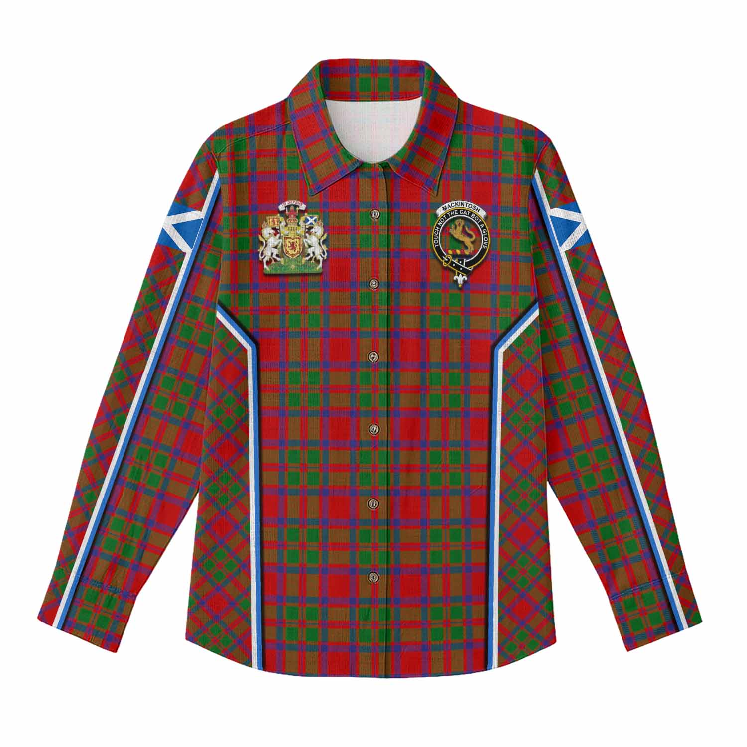 MacKintosh (McKintosh) Tartan Crest Women Casual Shirt Scotland Coat of Arm Flag Style - Tartan Vibes Clothing