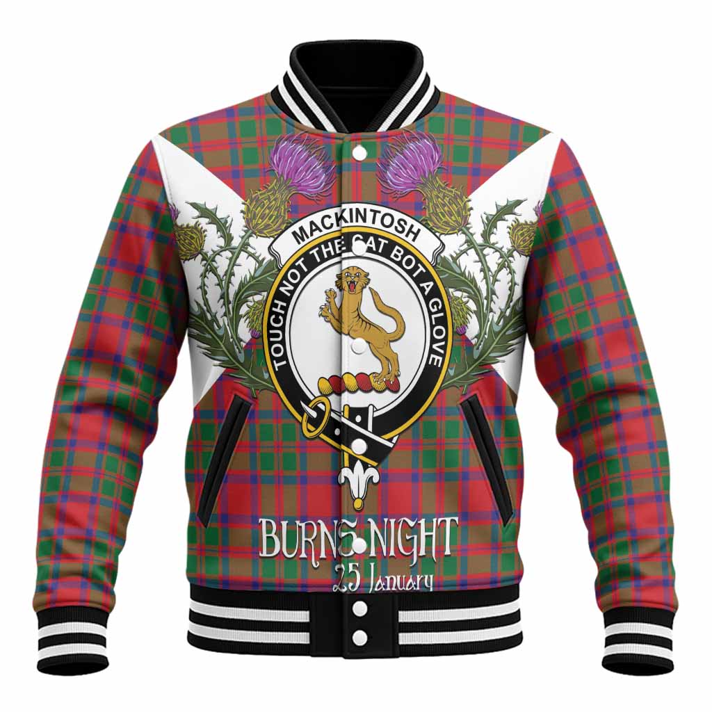 MacKintosh (McKintosh) Tartan Family Crest Baseball Jacket Scottish Burns Night Thistle Floral