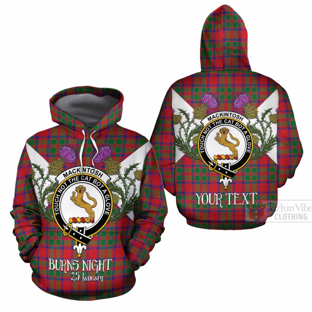 MacKintosh (McKintosh) Tartan Family Crest Cotton Hoodie Scottish Burns Night Thistle Floral