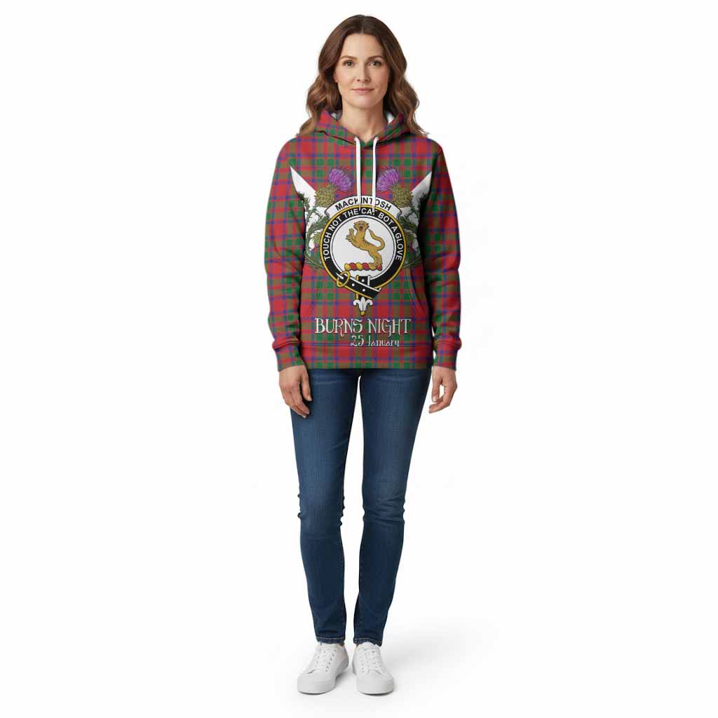 MacKintosh (McKintosh) Tartan Family Crest Cotton Hoodie Scottish Burns Night Thistle Floral