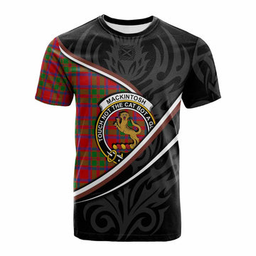 MacKintosh (McKintosh) Tartan Family Crest Cotton T-shirt Celtic Scottish Thistle Floral - Tartan Vibes Clothing