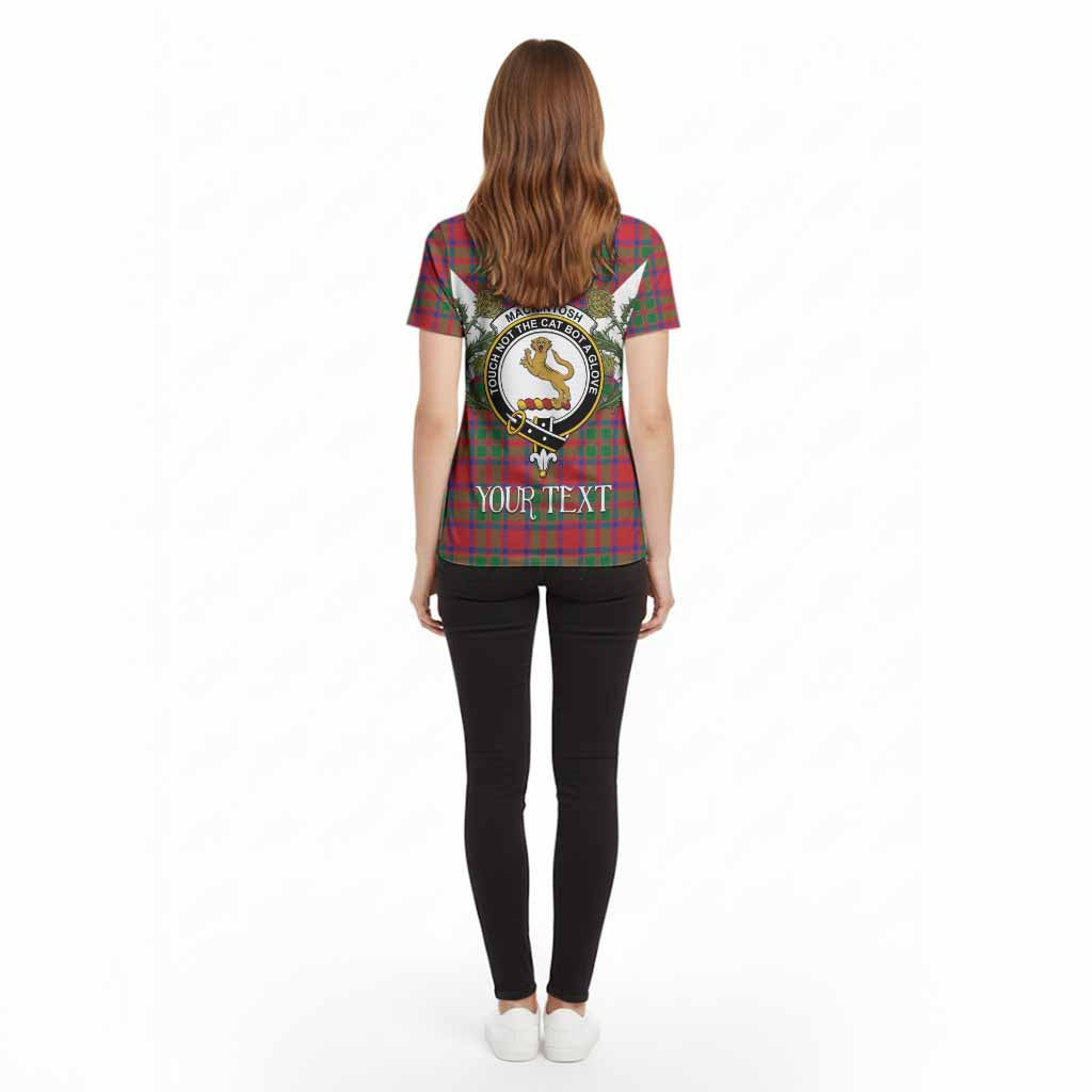 MacKintosh (McKintosh) Tartan Family Crest Cotton T-shirt Scottish Burns Night Thistle Floral