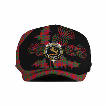 MacKintosh (McKintosh) Tartan Family Crest Flat Cap, Jeff Cap Scotland Thistle Floral