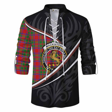 MacKintosh (McKintosh) Tartan Family Crest Ghillie Kilt Shirt Celtic Scottish Thistle Floral
