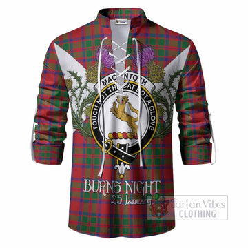 MacKintosh (McKintosh) Tartan Family Crest Ghillie Shirt Scottish Burns Night Thistle Floral