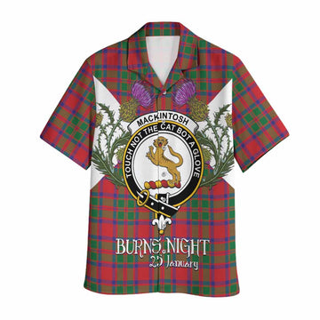 MacKintosh (McKintosh) Tartan Family Crest Hawaiian Shirt Scottish Burns Night Thistle Floral