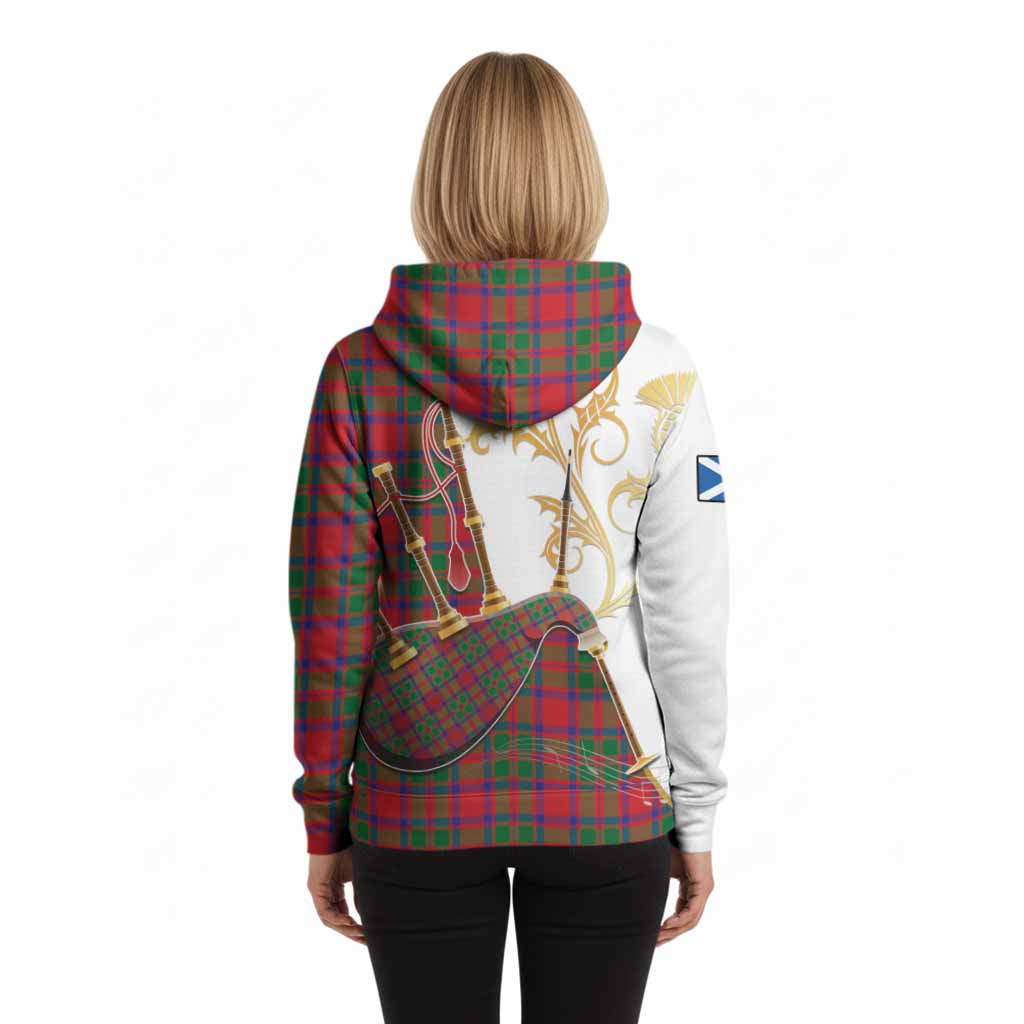 MacKintosh (McKintosh) Tartan Family Crest Hoodie Bagpipes with Scottish Thistle
