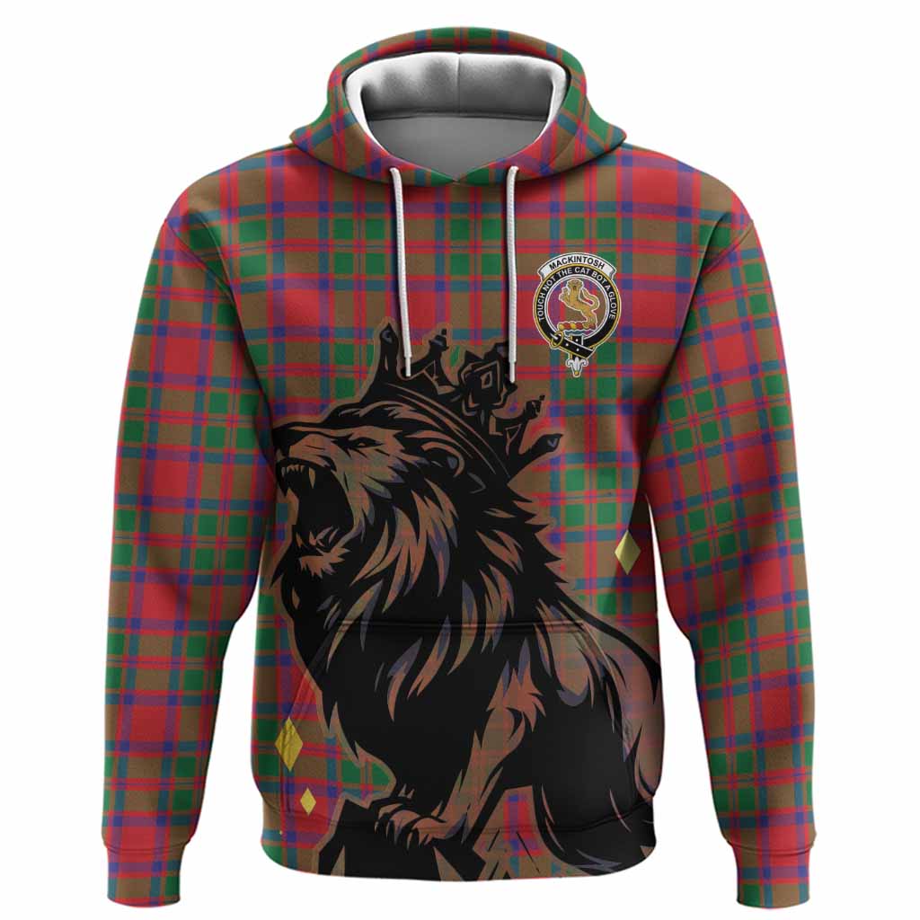 MacKintosh (McKintosh) Tartan Family Crest Hoodie Crowned Lion Roaring