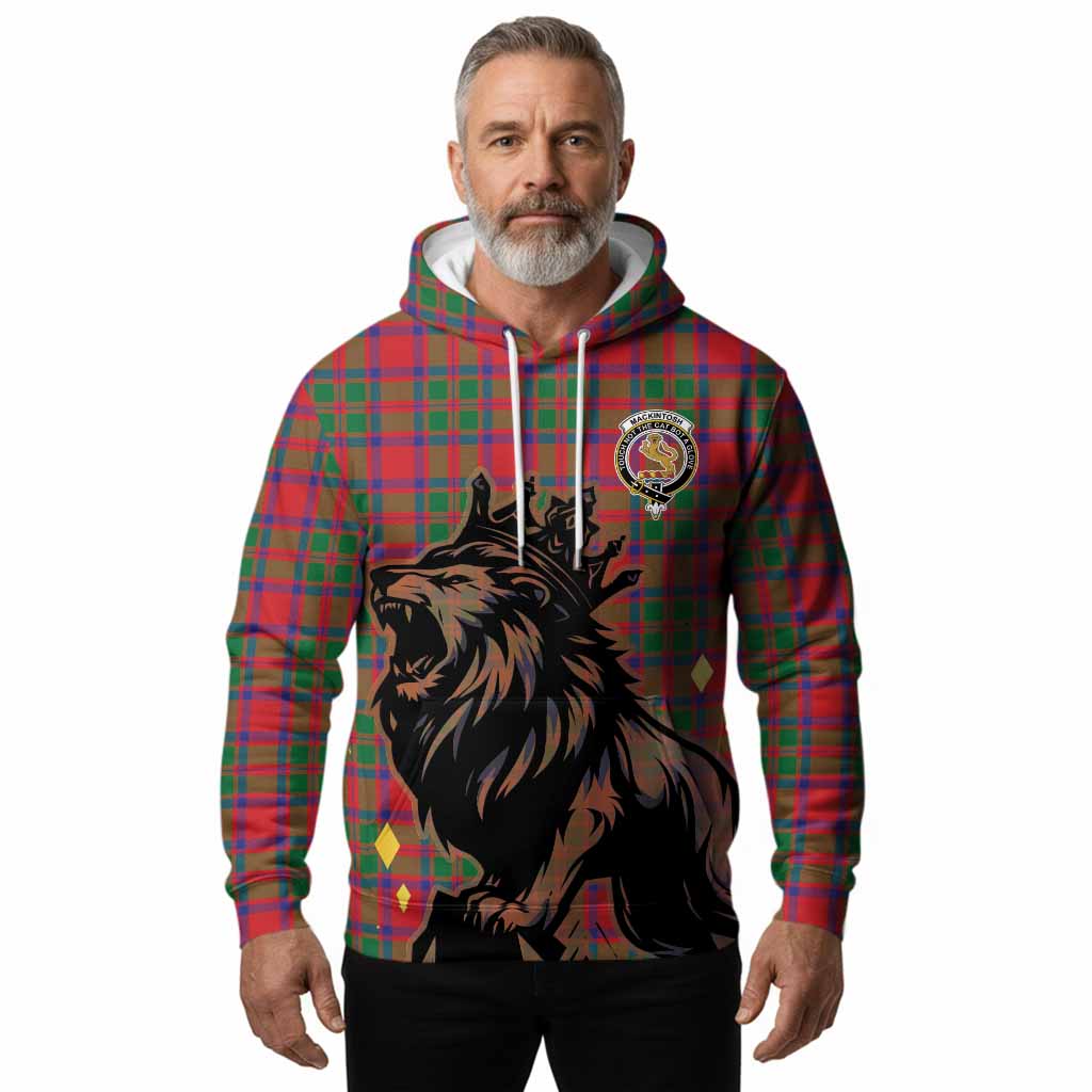 MacKintosh (McKintosh) Tartan Family Crest Hoodie Crowned Lion Roaring