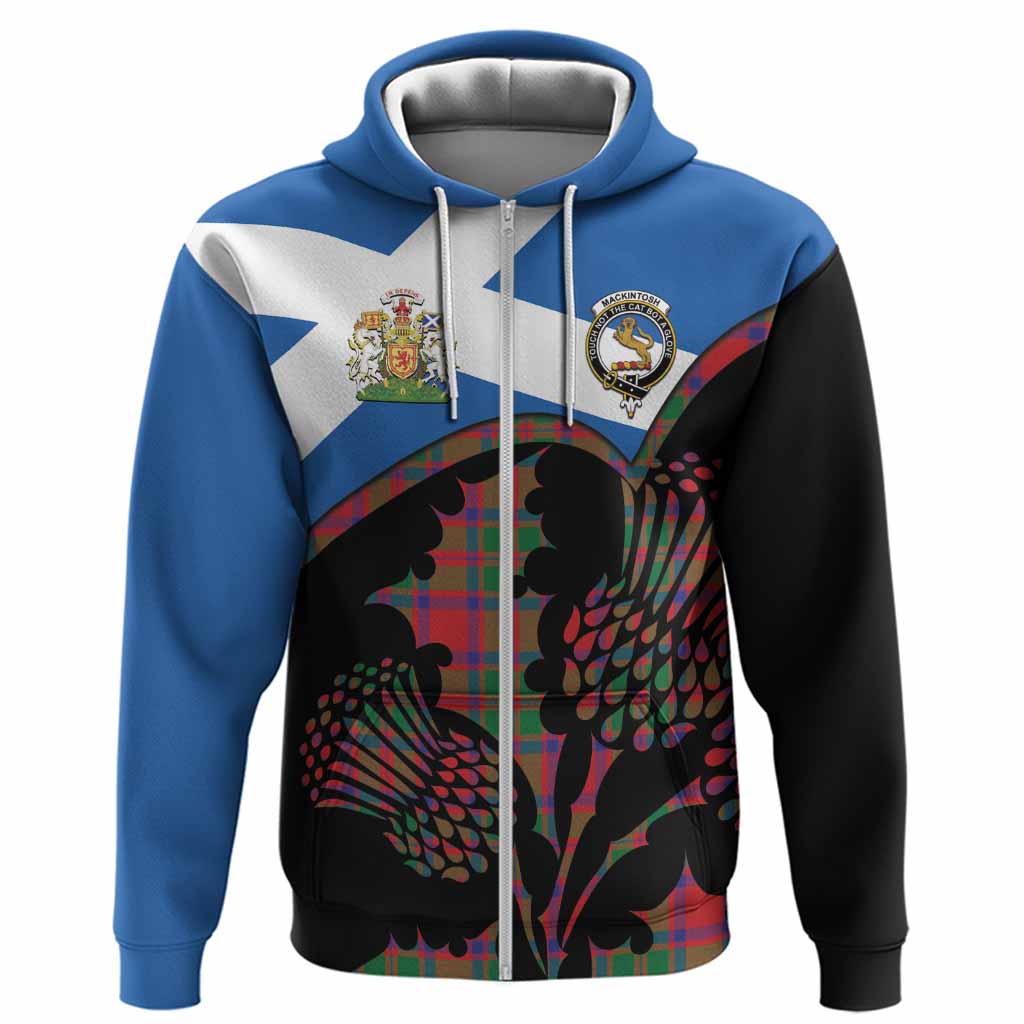 MacKintosh (McKintosh) Tartan Family Crest Hoodie Scotland Thistle Floral Flag Style