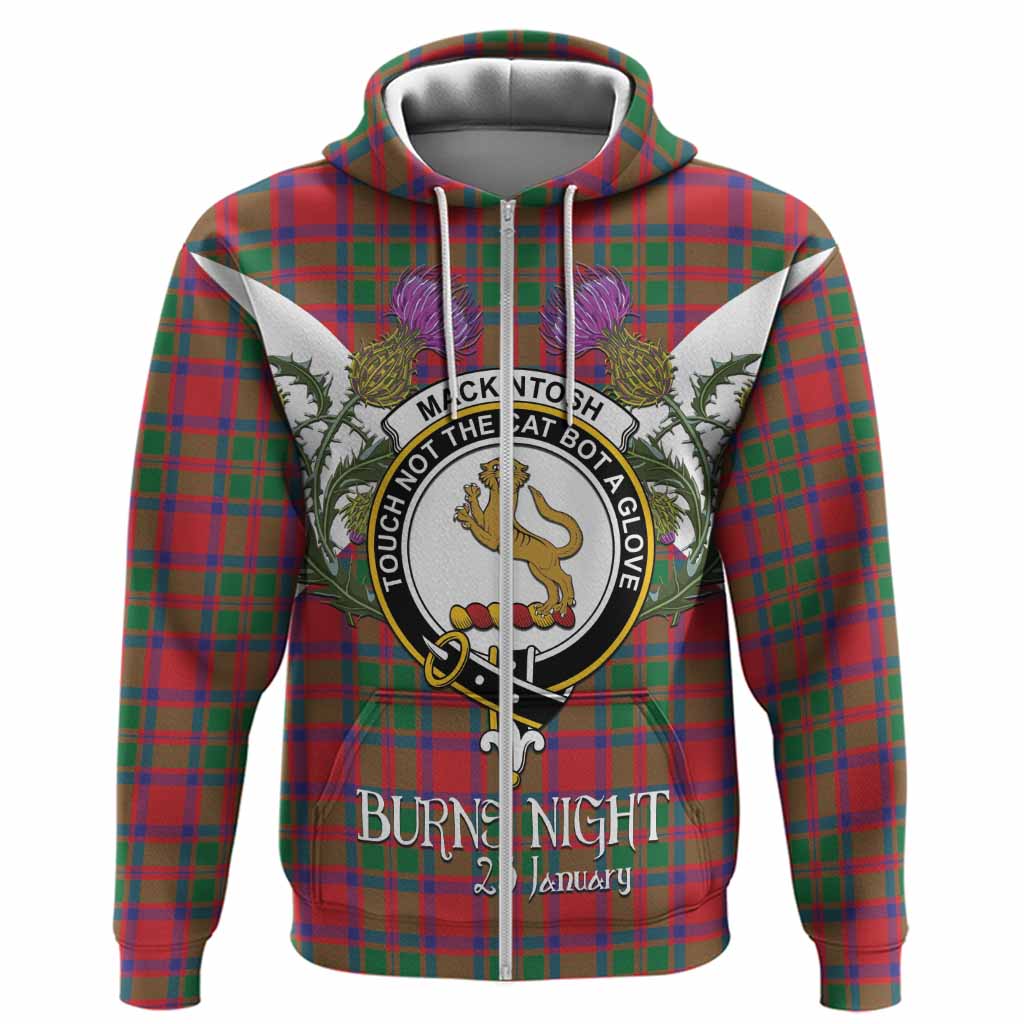 MacKintosh (McKintosh) Tartan Family Crest Hoodie Scottish Burns Night Thistle Floral