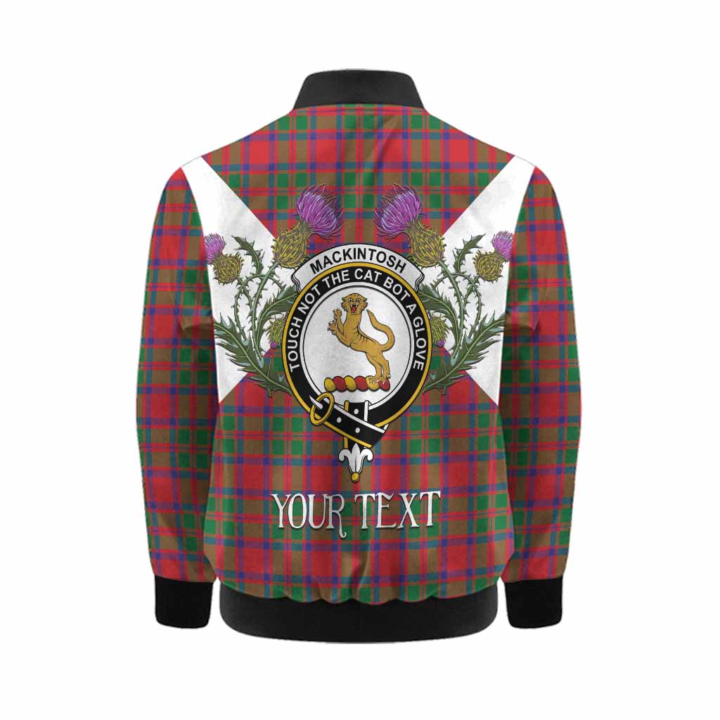 MacKintosh (McKintosh) Tartan Family Crest Kid Bomber Jacket Scottish Burns Night Thistle Floral
