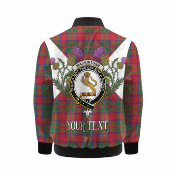 MacKintosh (McKintosh) Tartan Family Crest Kid Bomber Jacket Scottish Burns Night Thistle Floral