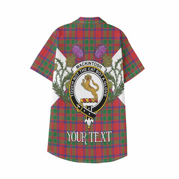 MacKintosh (McKintosh) Tartan Family Crest Kid Hawaiian Shirt Scottish Burns Night Thistle Floral
