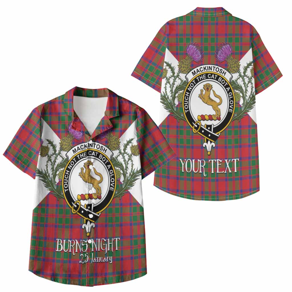 MacKintosh (McKintosh) Tartan Family Crest Kid Hawaiian Shirt Scottish Burns Night Thistle Floral