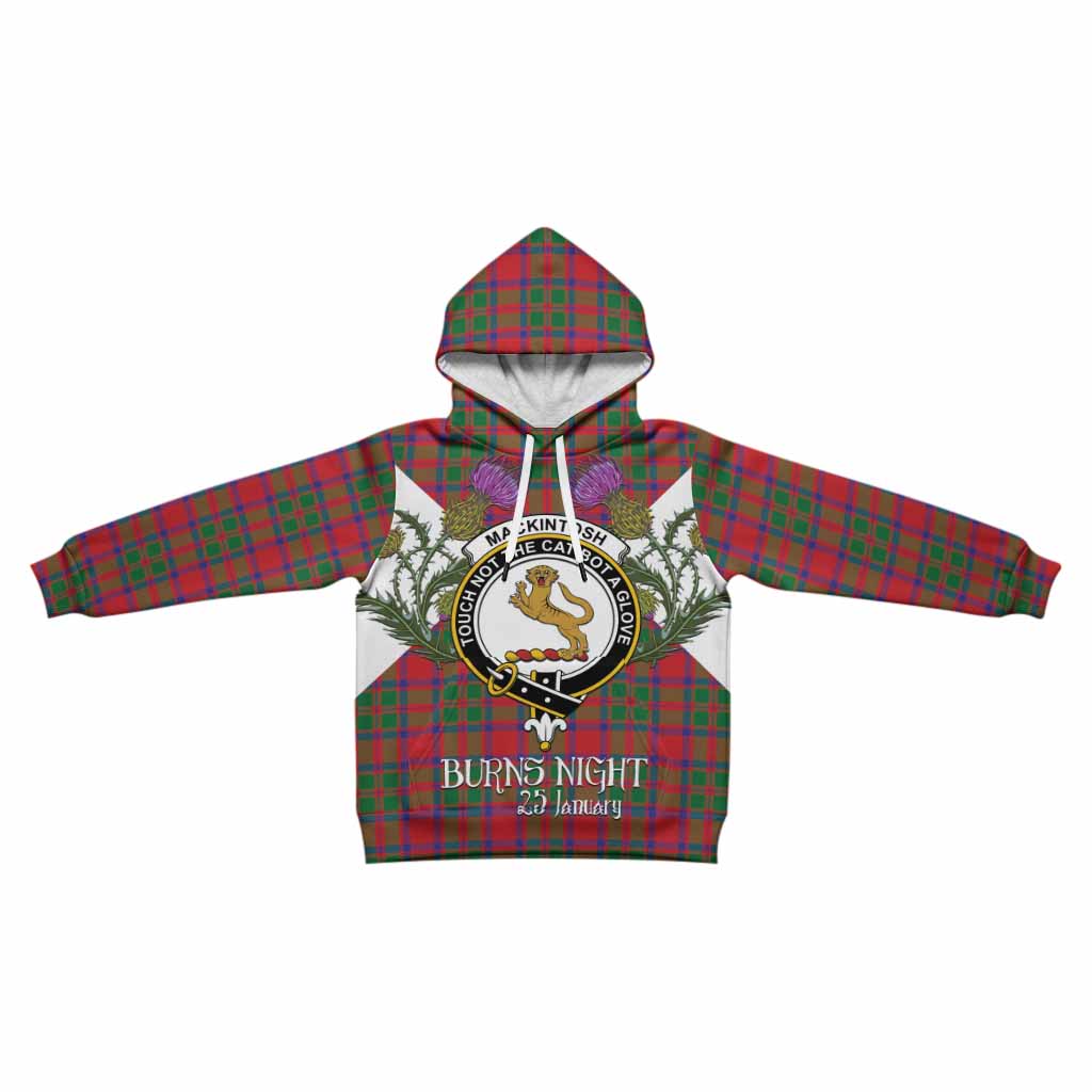 MacKintosh (McKintosh) Tartan Family Crest Kid Hoodie Scottish Burns Night Thistle Floral