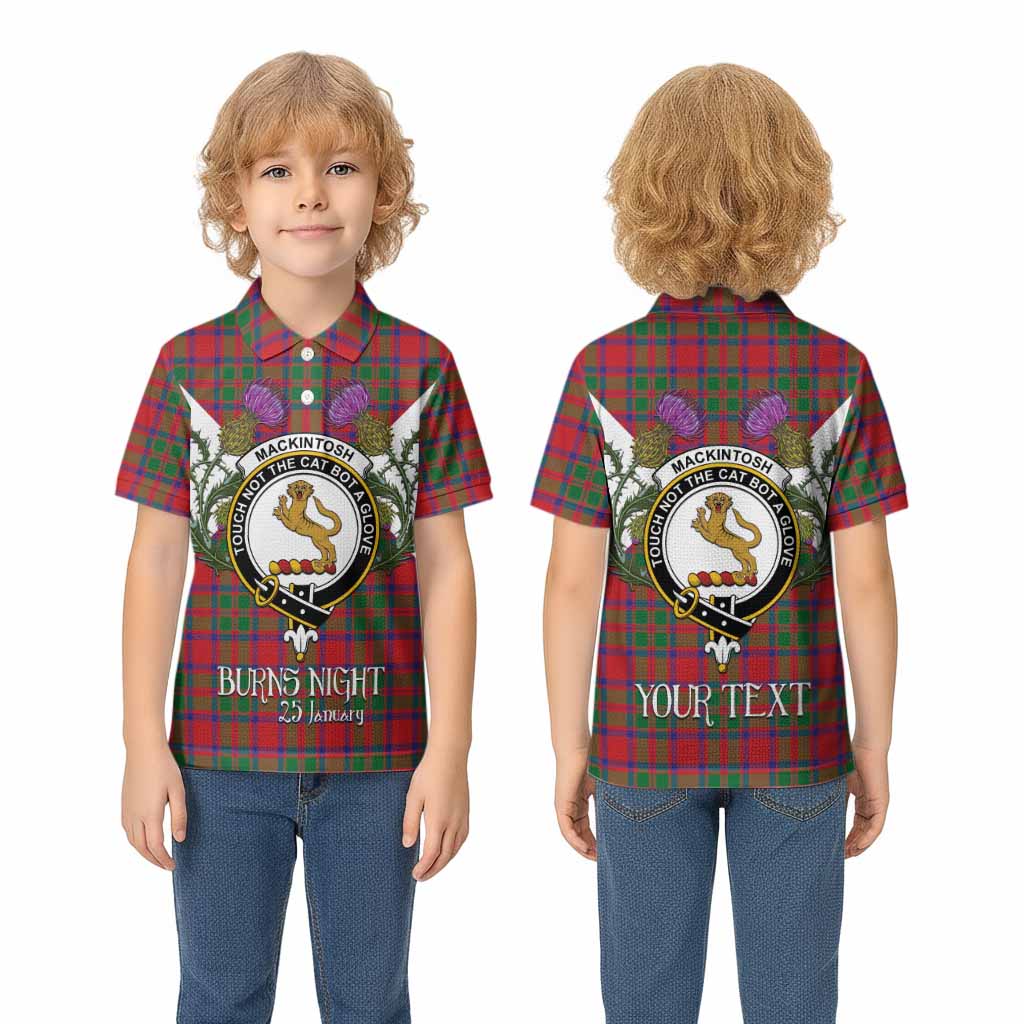 MacKintosh (McKintosh) Tartan Family Crest Kid Polo Shirt Scottish Burns Night Thistle Floral