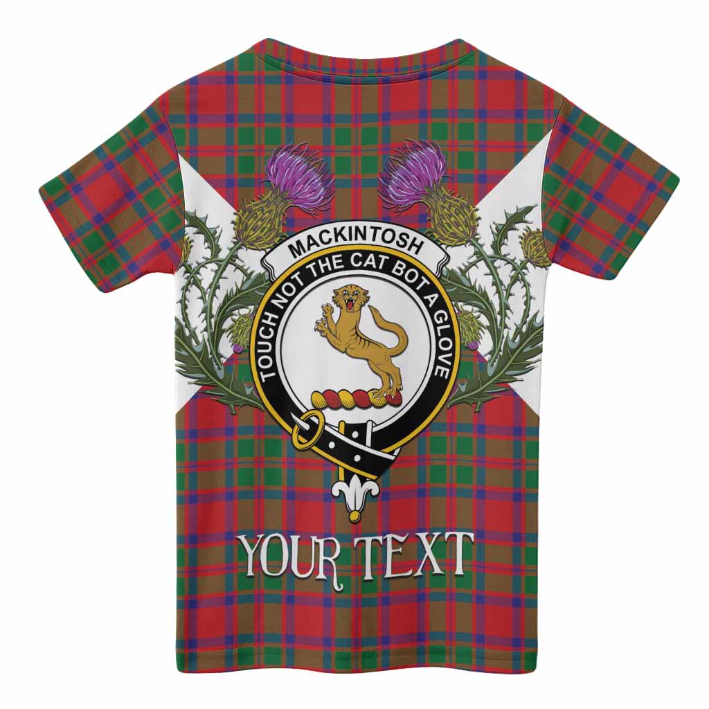 MacKintosh (McKintosh) Tartan Family Crest Kid T-shirt Scottish Burns Night Thistle Floral
