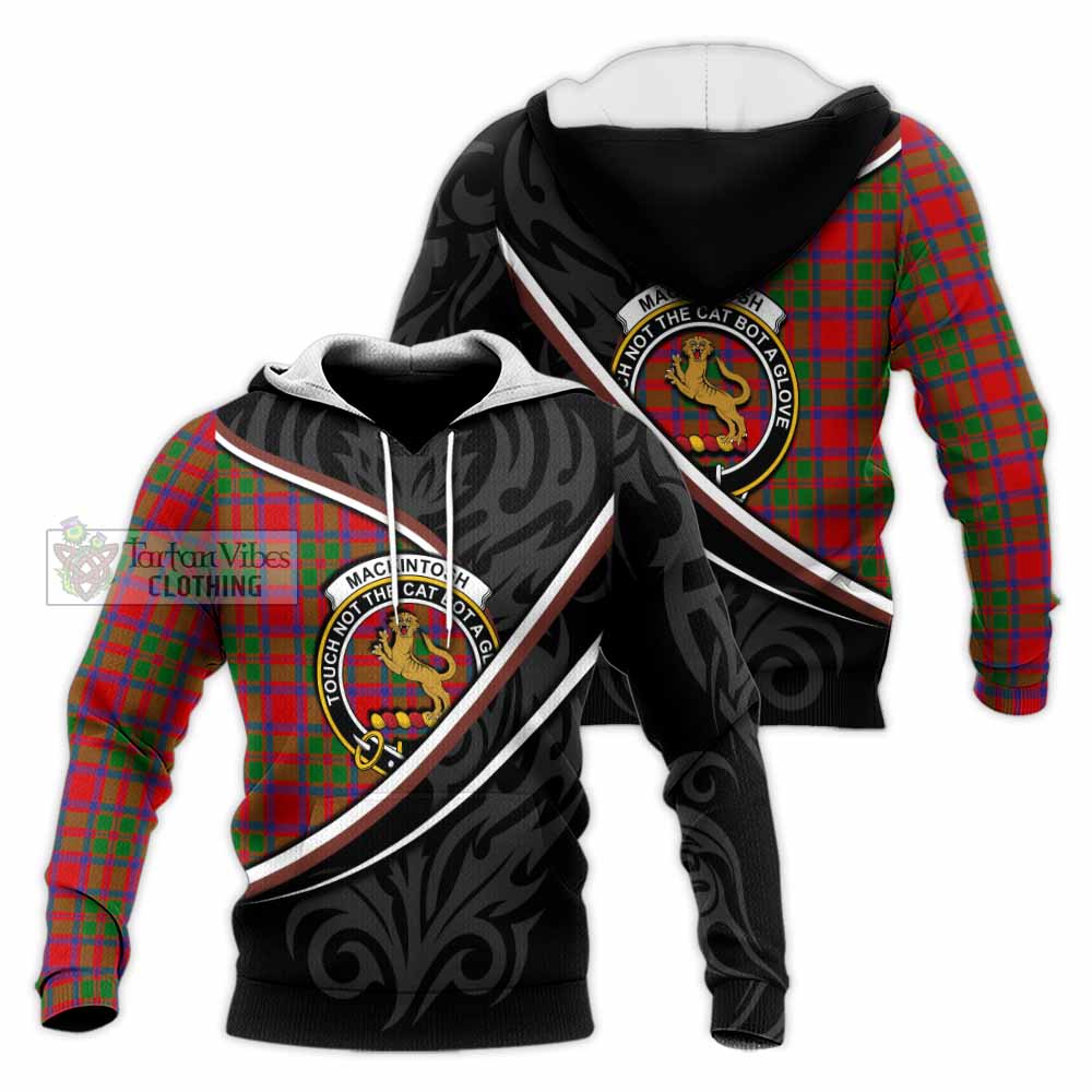 MacKintosh (McKintosh) Tartan Family Crest Knitted Hoodie Celtic Scottish Thistle Floral - Tartan Vibes Clothing