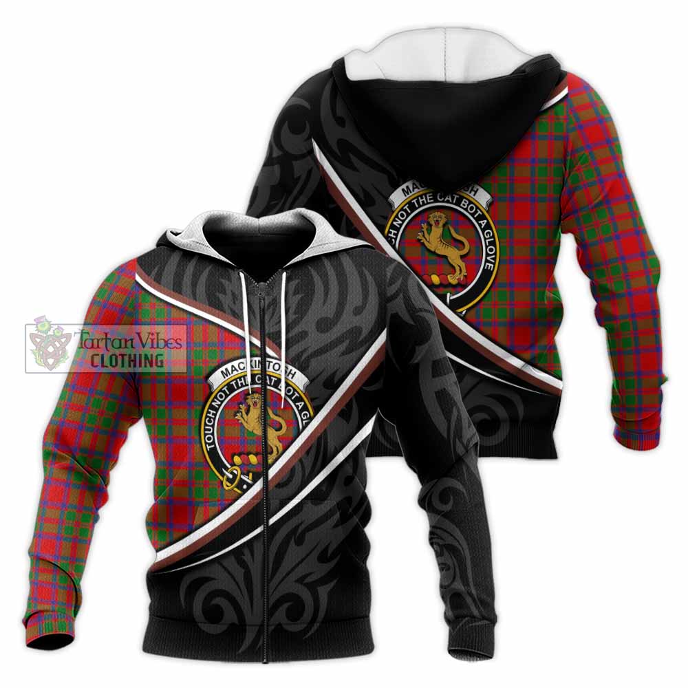 MacKintosh (McKintosh) Tartan Family Crest Knitted Hoodie Celtic Scottish Thistle Floral - Tartan Vibes Clothing