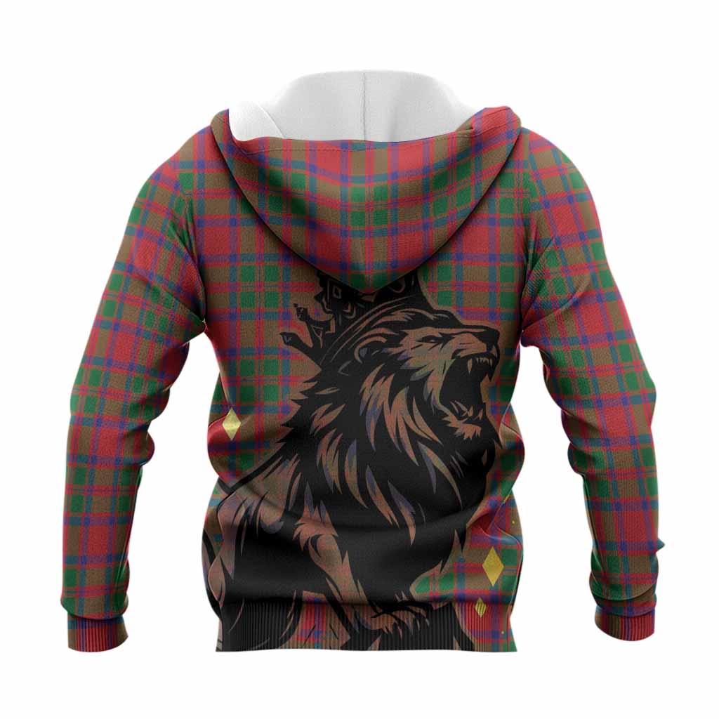 MacKintosh (McKintosh) Tartan Family Crest Knitted Hoodie Crowned Lion Roaring