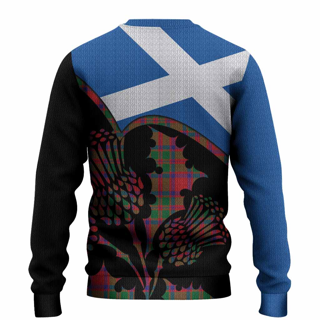 MacKintosh (McKintosh) Tartan Family Crest Knitted Sweater Scotland Thistle Floral Flag Style