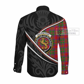 MacKintosh (McKintosh) Tartan Family Crest Long Sleeve Button Shirts Celtic Scottish Thistle Floral