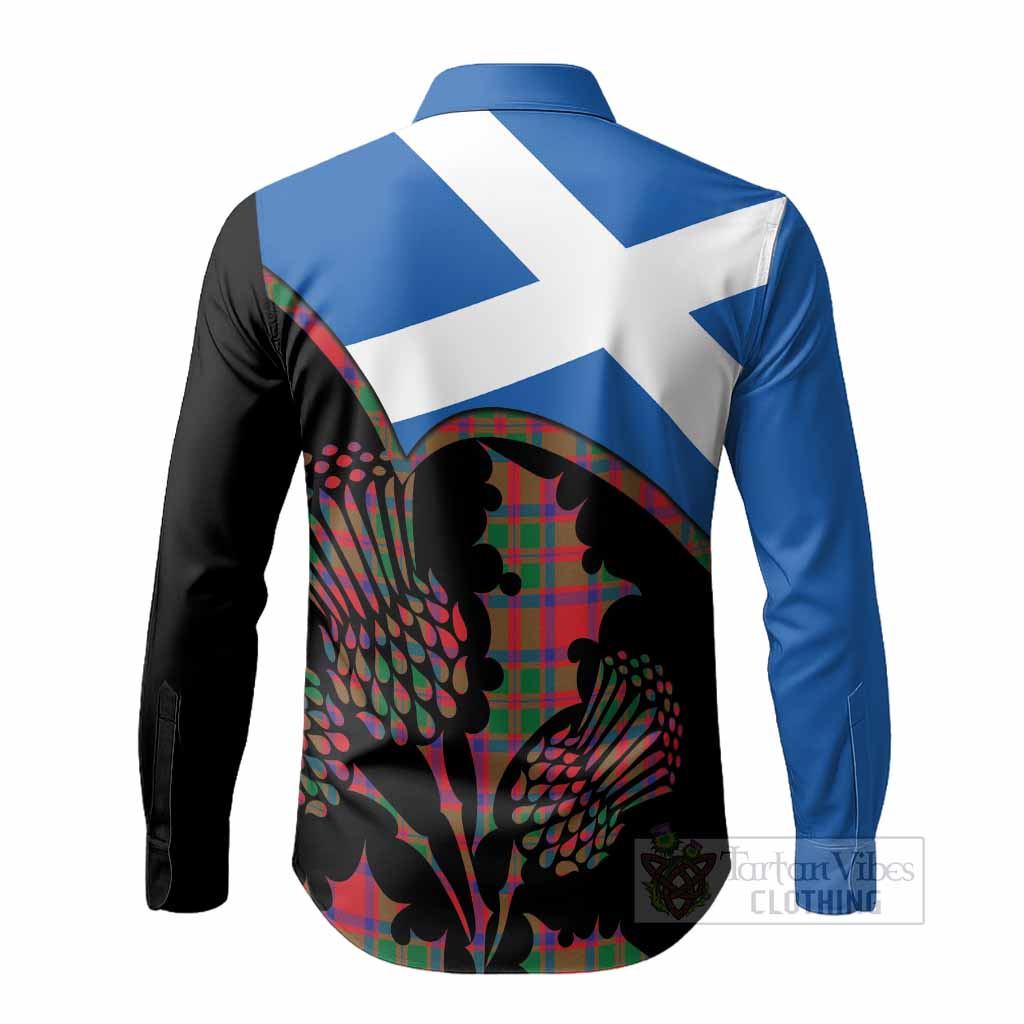 MacKintosh (McKintosh) Tartan Family Crest Long Sleeve Button Shirts Scotland Thistle Floral Flag Style