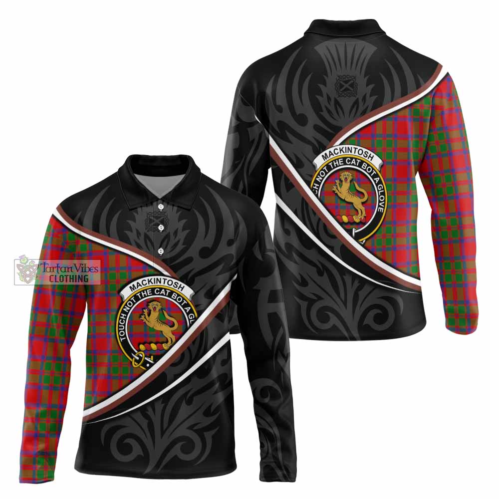 MacKintosh (McKintosh) Tartan Family Crest Long Sleeve Polo Shirt Celtic Scottish Thistle Floral - Tartan Vibes Clothing