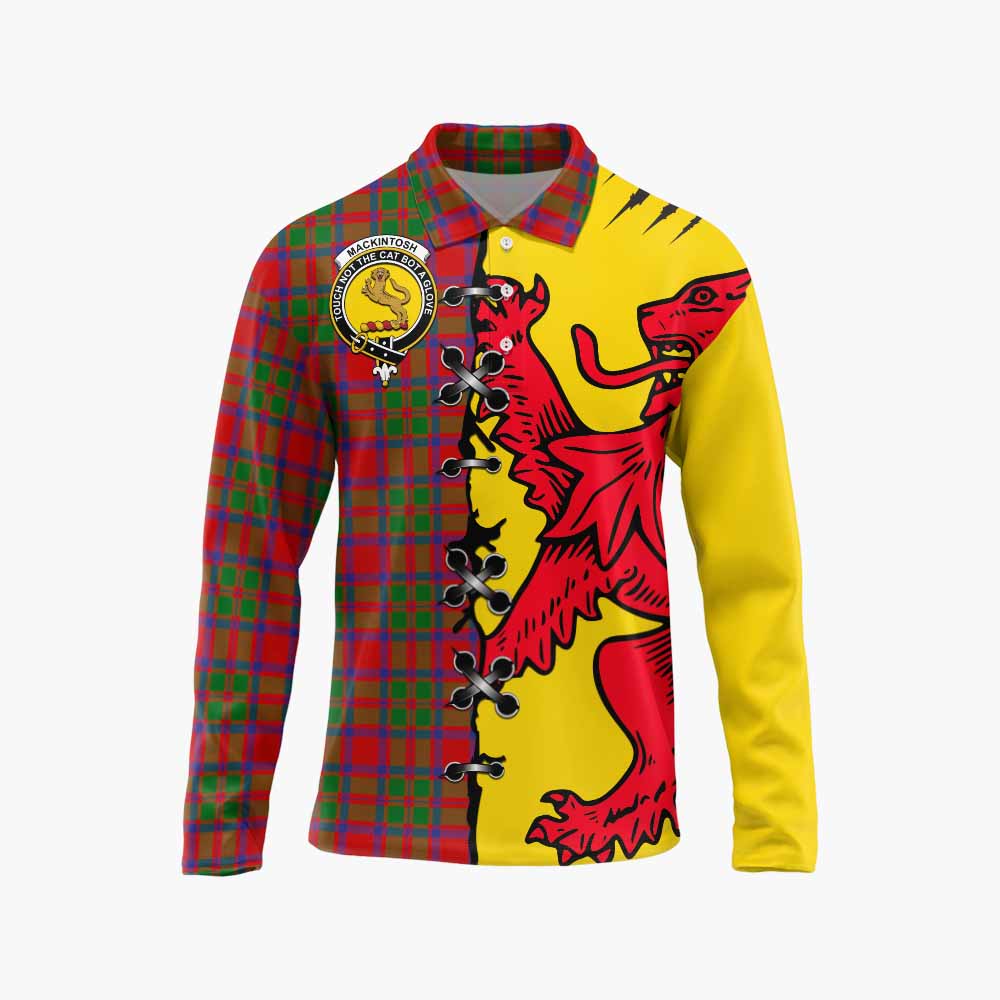 MacKintosh (McKintosh) Tartan Family Crest Long Sleeve Polo Shirt Lion Rampant Honor - Tartan Vibes Clothing