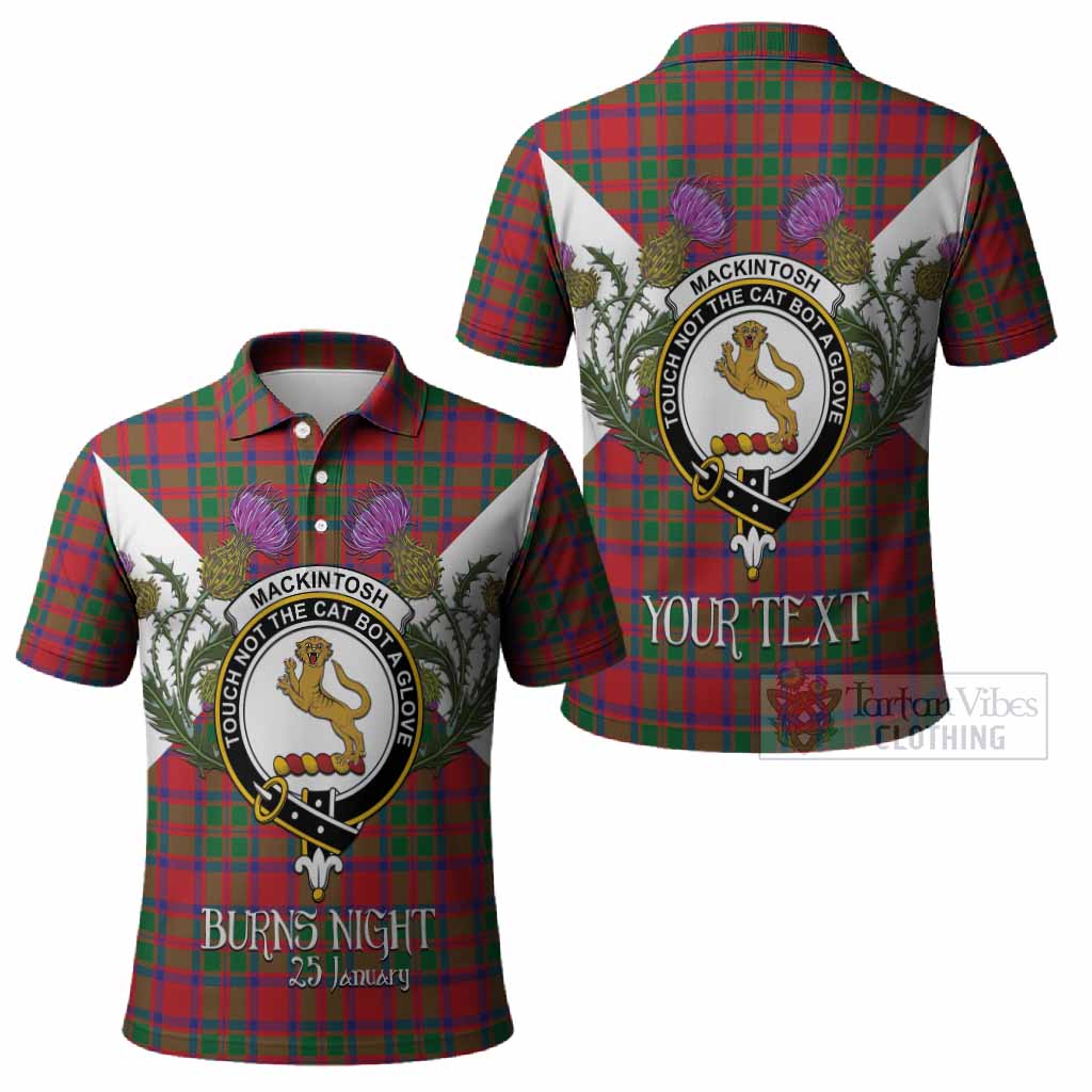 MacKintosh (McKintosh) Tartan Family Crest Polo Shirt Scottish Burns Night Thistle Floral
